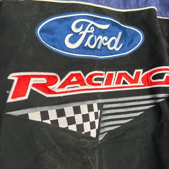 🔥🔥Vintage 90’s NASCAR Ford Racing Suede Leather Embroidered Zip Up Lined Jacke - Picture 9 of 15